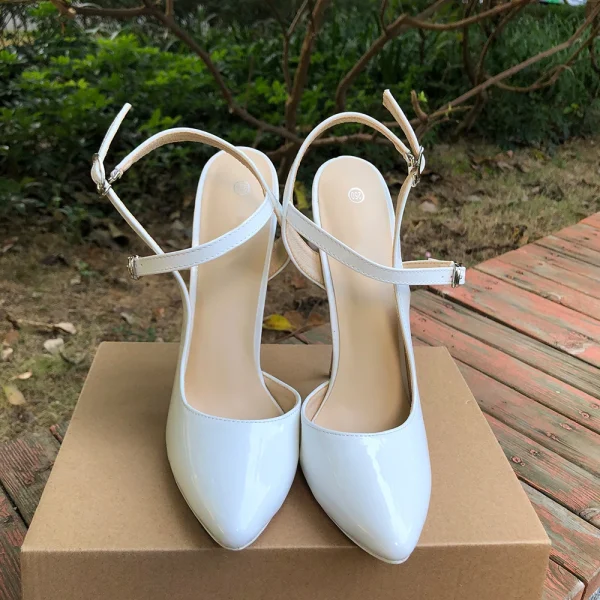 Women White 16cm Ultra High Heel Sandals Sexy Pumps - Image 6