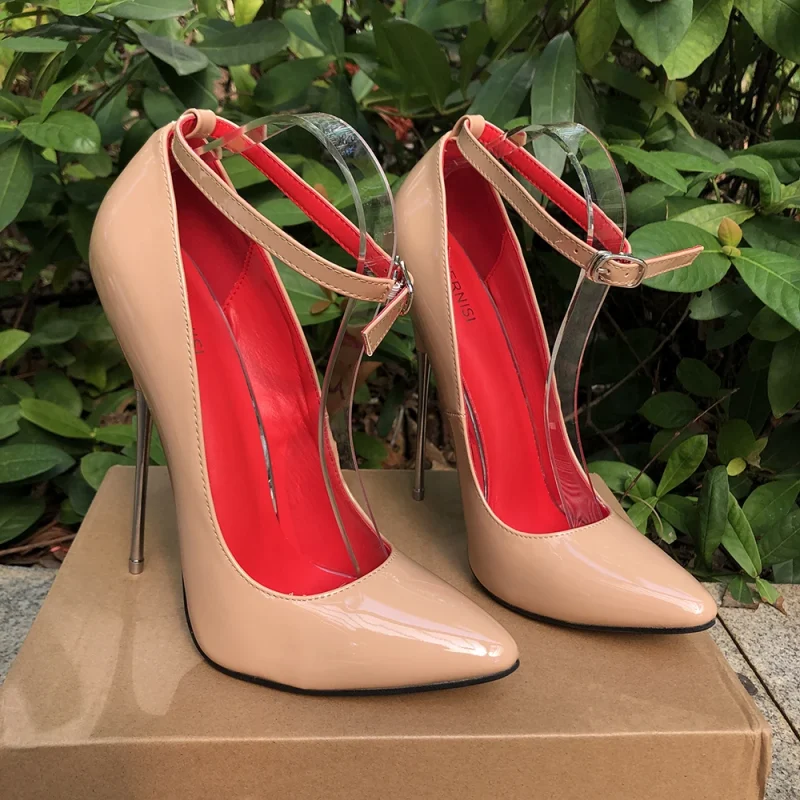High Heels Nude Stilettos Sexy Women inside Red Pumps - Image 3