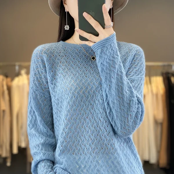 Sweater women's crocheted openwork sweater loose Korean - Image 5