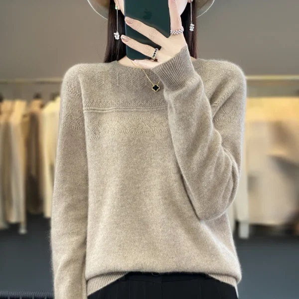 Sweater women's O-neck pullover hollow long sleeve Korean fashion - Image 2