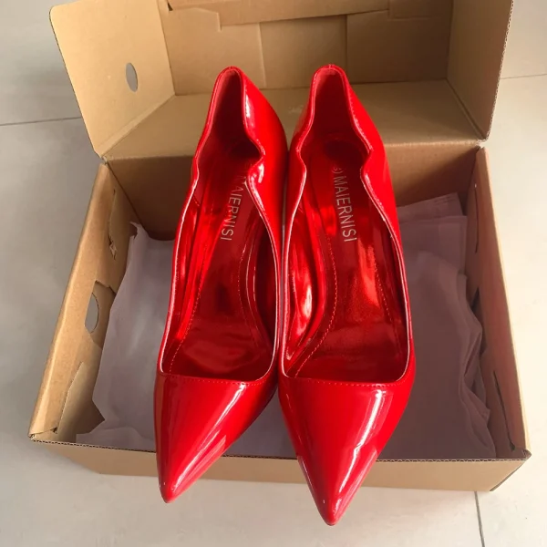 Red Women Fashion Pointy Toe High Heel Shoes Sexy - Image 5