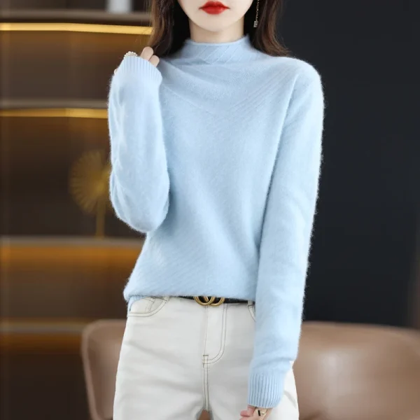 Mink Velvet Women's Semi-High-Necked Pullover Leisure Knitted - Image 6