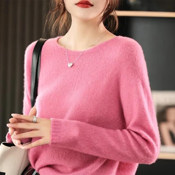 Fashion cashmere sweater women's O-collar pullover warm bottom - Image 3