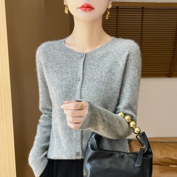 Wool Women Sweater Knitted Cashmere Cardigan Basic Knitwear Fashion - Image 6