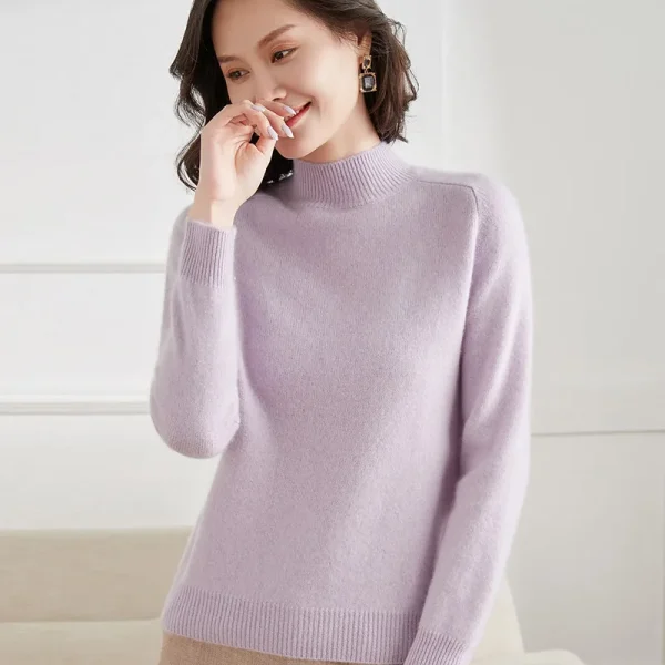 sweater Women's half turtleneck pullover warm bottom - Image 2