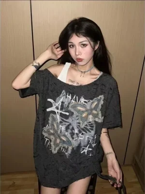 Women New Print T-shirt Harajuku Tee