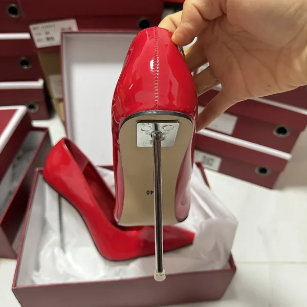 Metal High Heels Women Sexy Glossy Red Pumps Fetish - Image 3