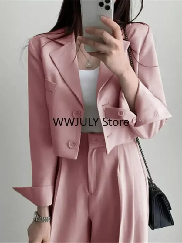 Women Outifits Cropped Blazer 2025 Fall Office Lady Pants - Image 3