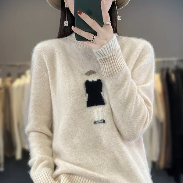 Knitted pullover women padded fake two casual loose fashion tops