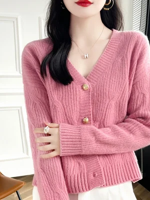 Cashmere Sweater Women’s Cardigan Warm Bottom Knit Shirt