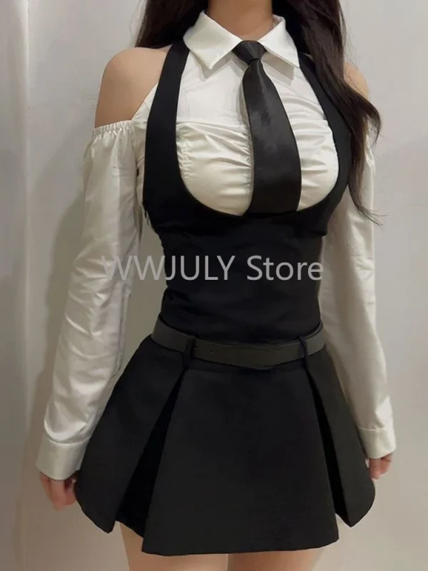 High Waist Mini Dress Club Party Dress Korean Fashion Sexy Suit - Image 2