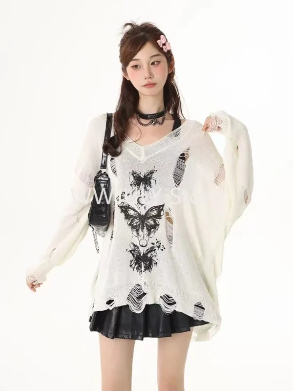 Women's Black Gothic Graffiti Print T-shirt Harajuku Korean - Image 5