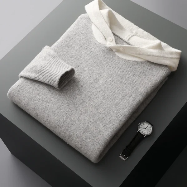 wool cashmere sweater hooded coat in autumn and winter - Image 3