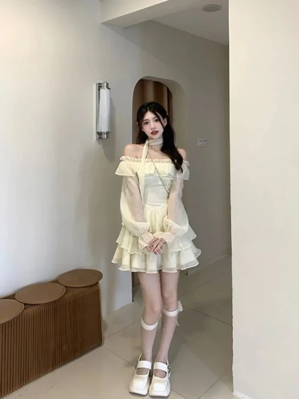 Mini Dress Lolita Pure Color Short Party Dress Woman - Image 6