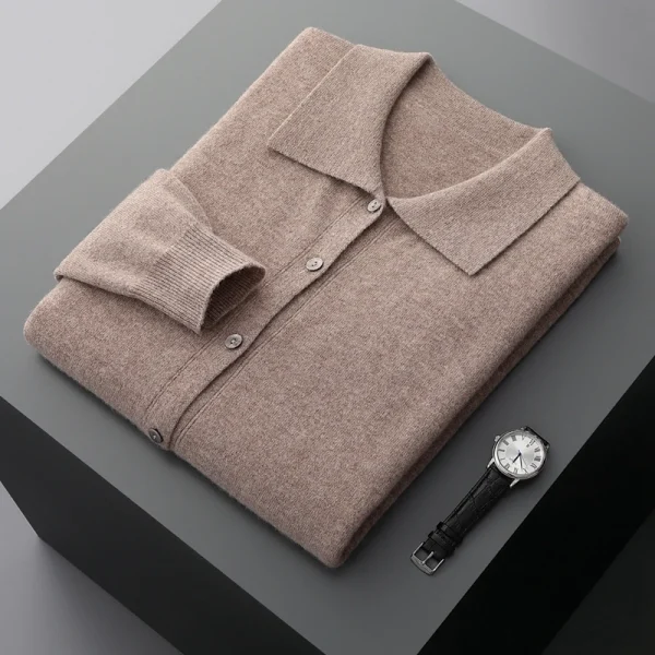 wool cardigan men's sweater long sleeve men's lapel sweater - Image 2