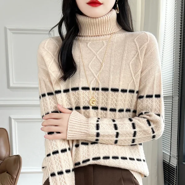 Women's lapel pullover warm bottom knit shirt top - Image 4