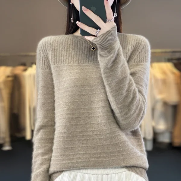 Women's O-neck pullover leisure knitted sweater women's Korean fashion - Image 6