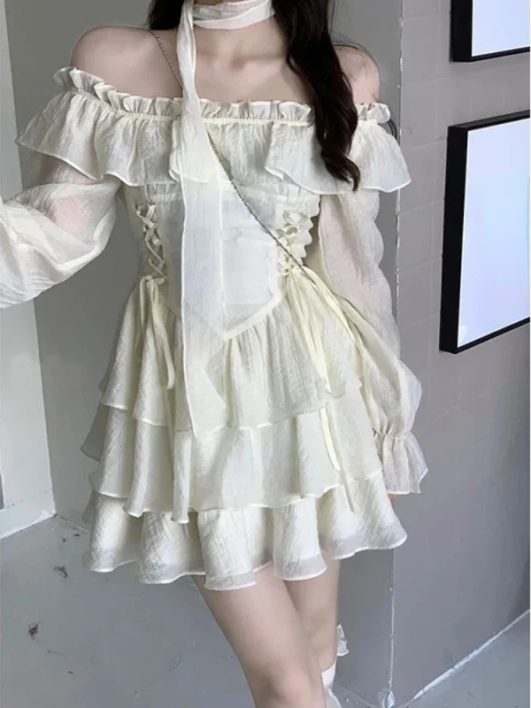 Mini Dress Lolita Pure Color Short Party Dress Woman - Image 2