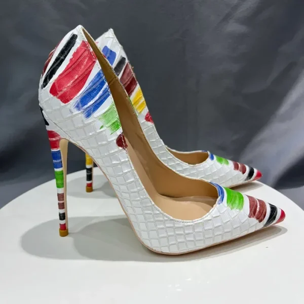 Women Pointy Toe High Heel Shoes White Sexy Slip On Stiletto Pumps - Image 4