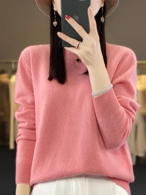 wool solid color autumn and winter new cashmere sweater women