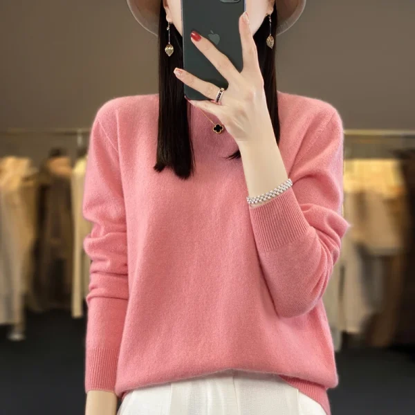 wool solid color autumn and winter new cashmere sweater women