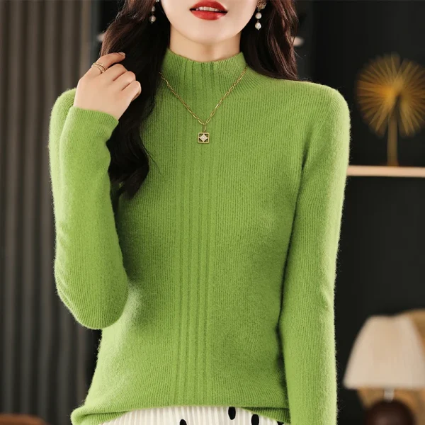 Winter cashmere sweater Women's half turtleneck pullover warm - Image 2