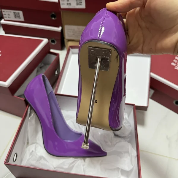 Customize 12cm Metal High Heels Women Sexy Glossy Purple - Image 3