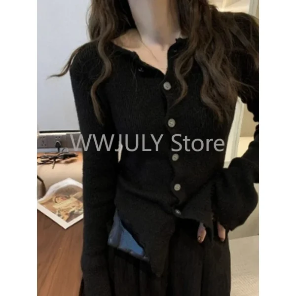 Women Sweater Harajuku Long Sleeve Cardigan Irregular - Image 4