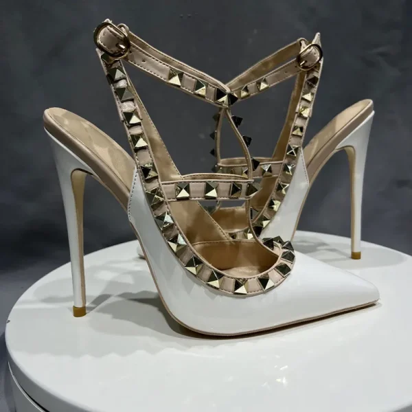 Women Rivets 12cm 10cm 8cm High Heel Gladiator Sandals - Image 4