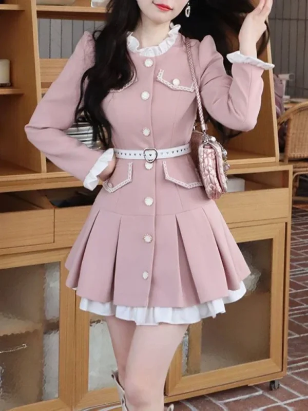 Mini Dress Woman Long Sleeve Elegant Short Party Dress