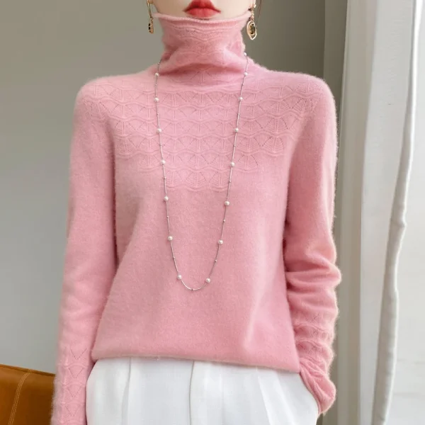 wool turtleneck solid color long sleeve pullover fashion