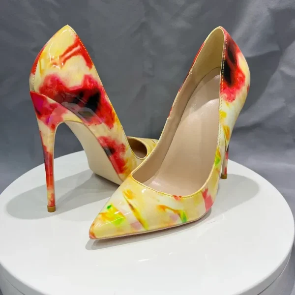 Fashion Designer Women Floral Pointy Toe High Heel Shoes - Image 7