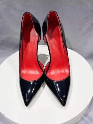 Red inside Black Patent Women Sexy Pointy Toe High Heel Shoes