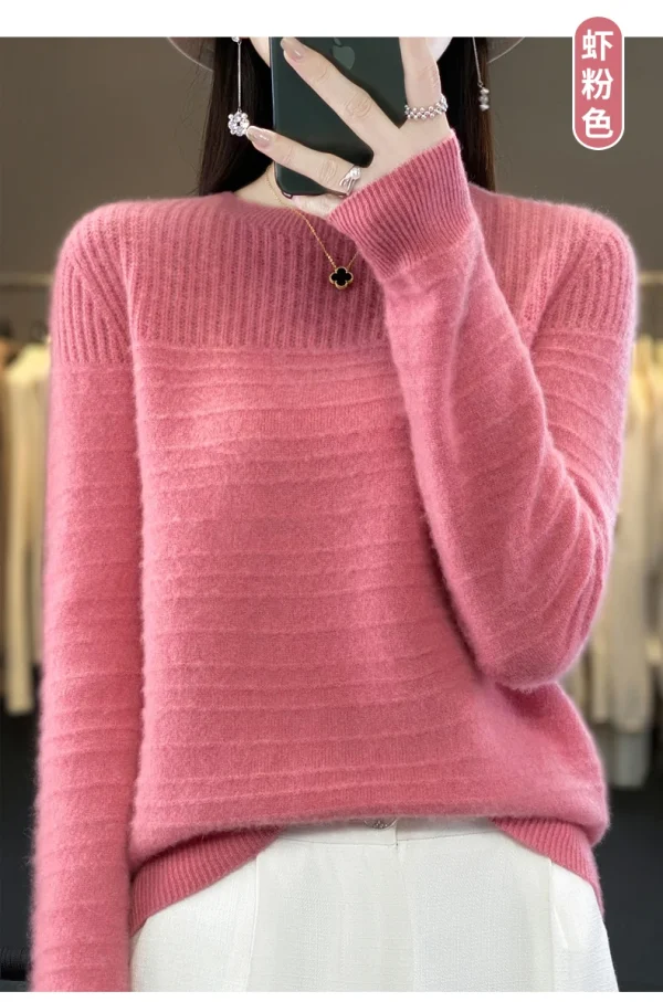 Women's O-neck pullover leisure knitted sweater women's Korean fashion - Image 7