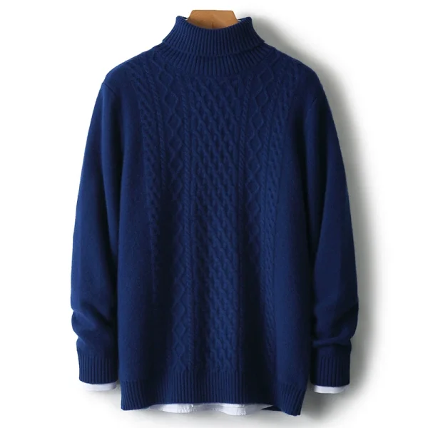 Winter wool sweater men's turtleneck thick loose sweater - Image 4