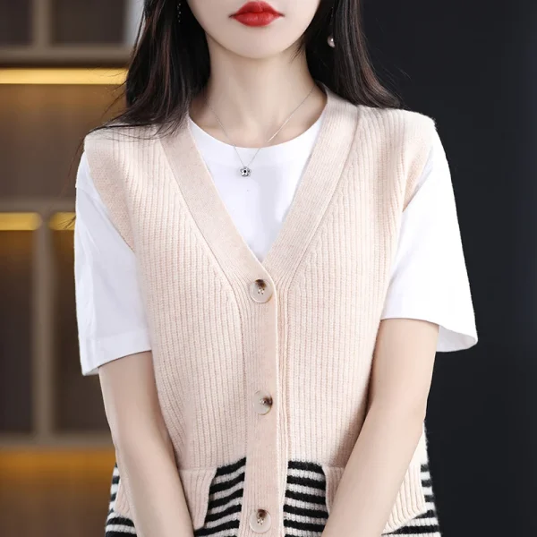 Wool women's vest spring new cardigan fashion - Image 4