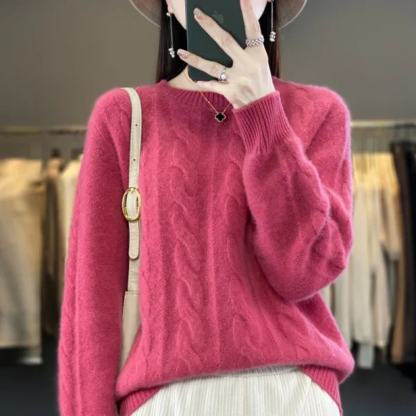 Twisted cashmere sweater for women in autumn and winter Korean - Image 6