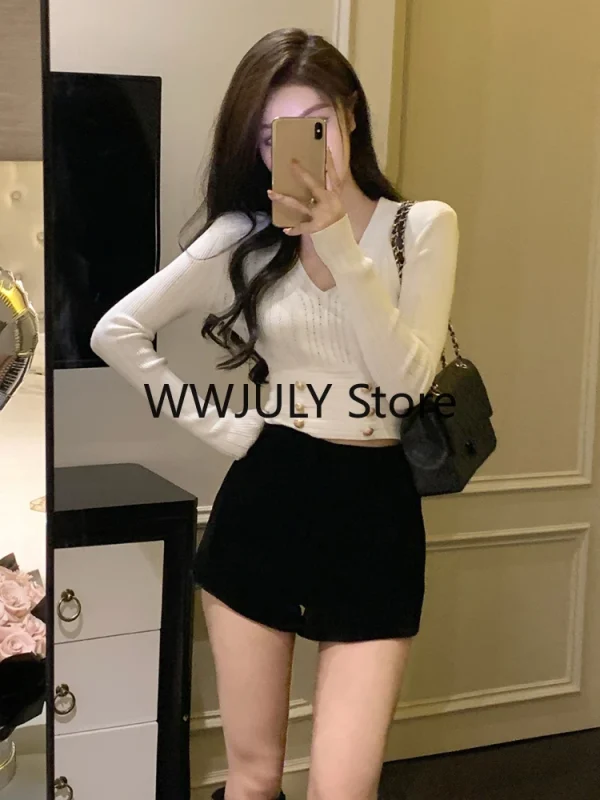 Casual Knitted Sweater Woman Outwear Basic Korean Fashion Blouse Office - Image 3