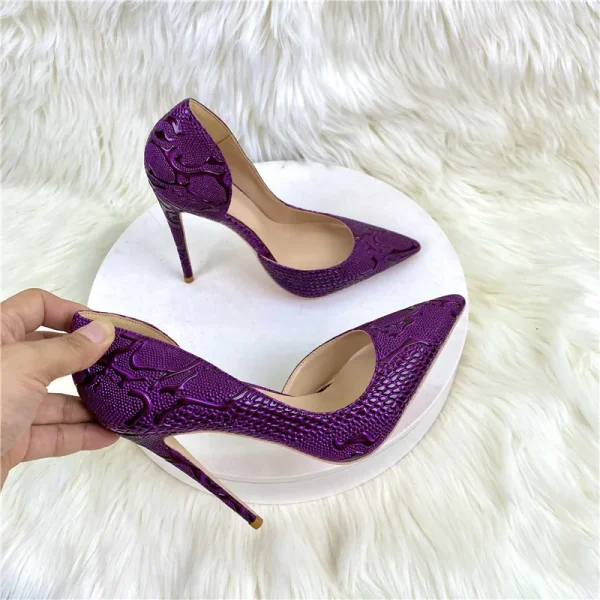 Effect Round Toe Women Solid White Simple High Heel Shoes - Image 4