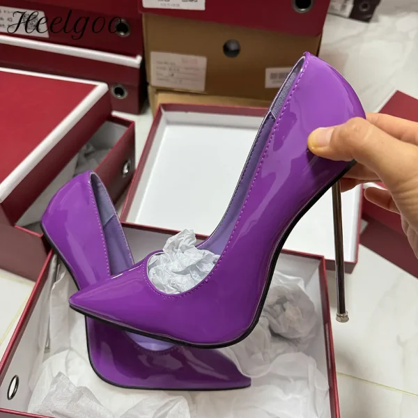 Customize 12cm Metal High Heels Women Sexy Glossy Purple - Image 2