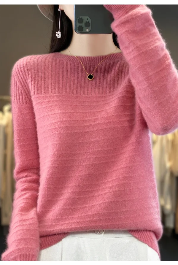 Women's O-neck pullover leisure knitted sweater women's Korean fashion - Image 8