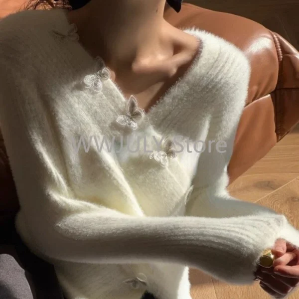 Woman Fashion Slim V-Neck Knitted Sweater Autumn - Image 4