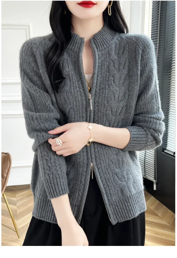 Women's Semi Turtleneck Cardigan Warm Bottom - Image 5