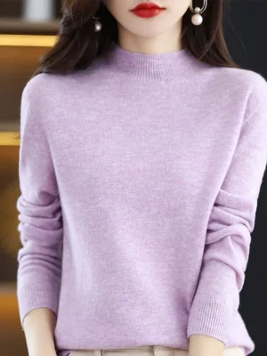 wool cashmere sweater women’s sweater semi-high-necked