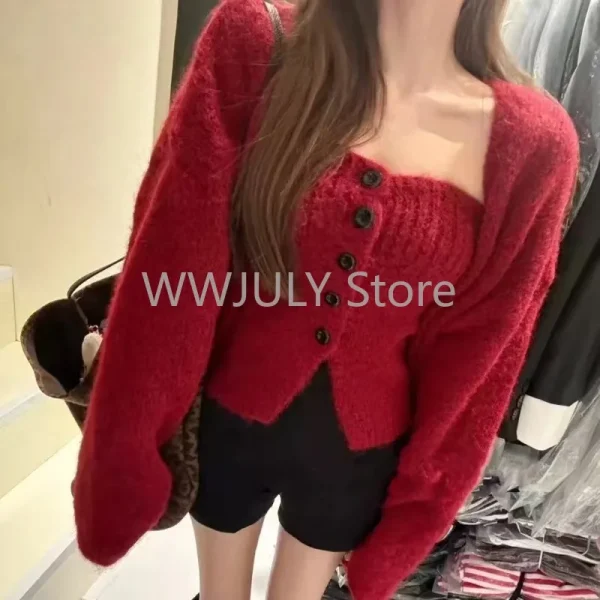 Woman Korean Fashion 2 Piece Set Chic Slim Basic Tube Top - Image 4