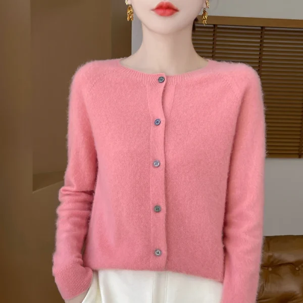 Wool Women Sweater Knitted Cashmere Cardigan Basic Knitwear Fashion - Image 3