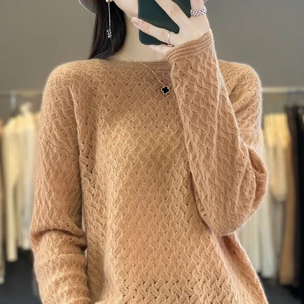 Sweater women's crocheted openwork sweater loose Korean - Image 2