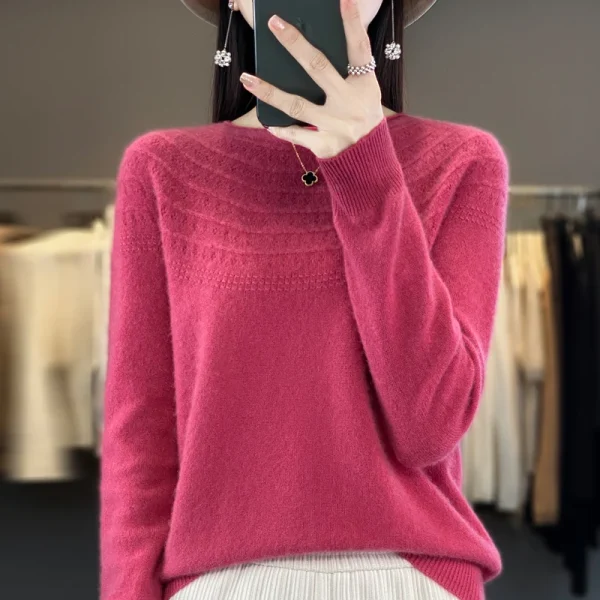 wool cashmere sweater women's O-neck pullover leisure knitted sweater