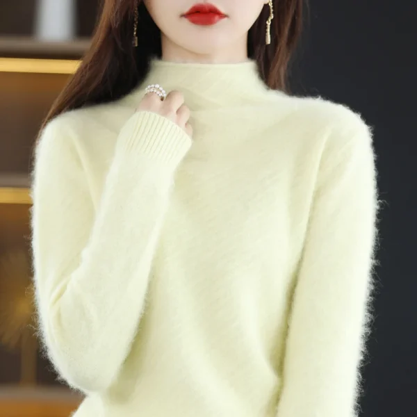 Mink Velvet Women's Semi-High-Necked Pullover Leisure Knitted - Image 2