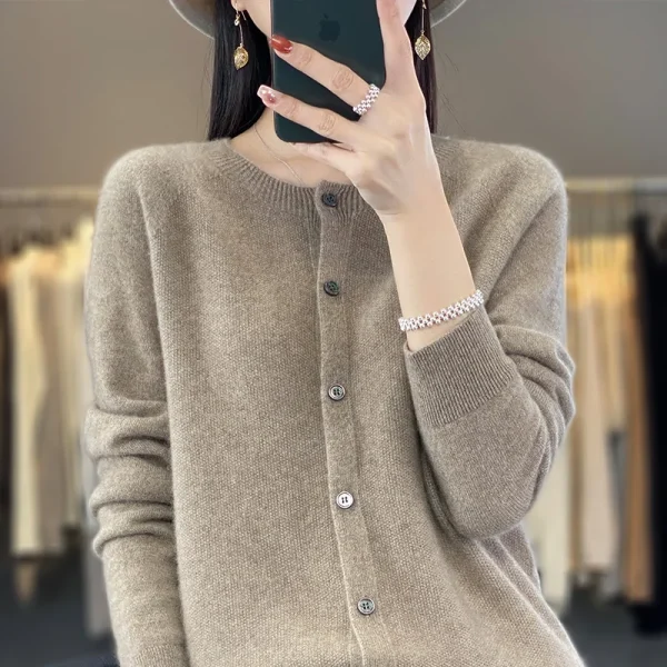 Pure wool cardigan Spring and Autumn new cashmere sweater - Image 5